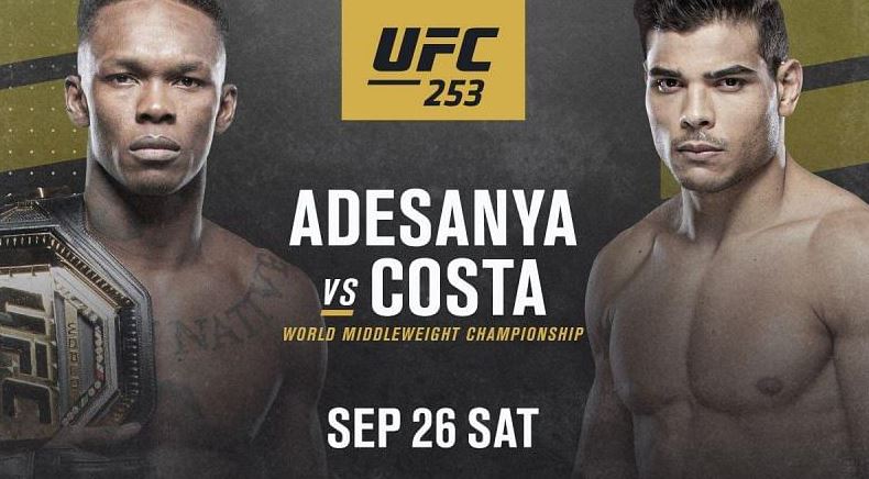 UFC 253: Adesanya vs. Costa 9/26/2020 PPV 2020 Full Show Online Free